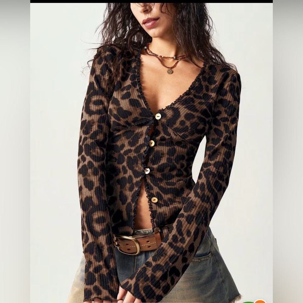 Leopard Print Button-Up Cardigan